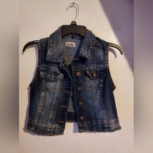 Mudd Junior's Women's Sleeveless Short/Crop Denim Jean Jacket LIKE NEW! Size S